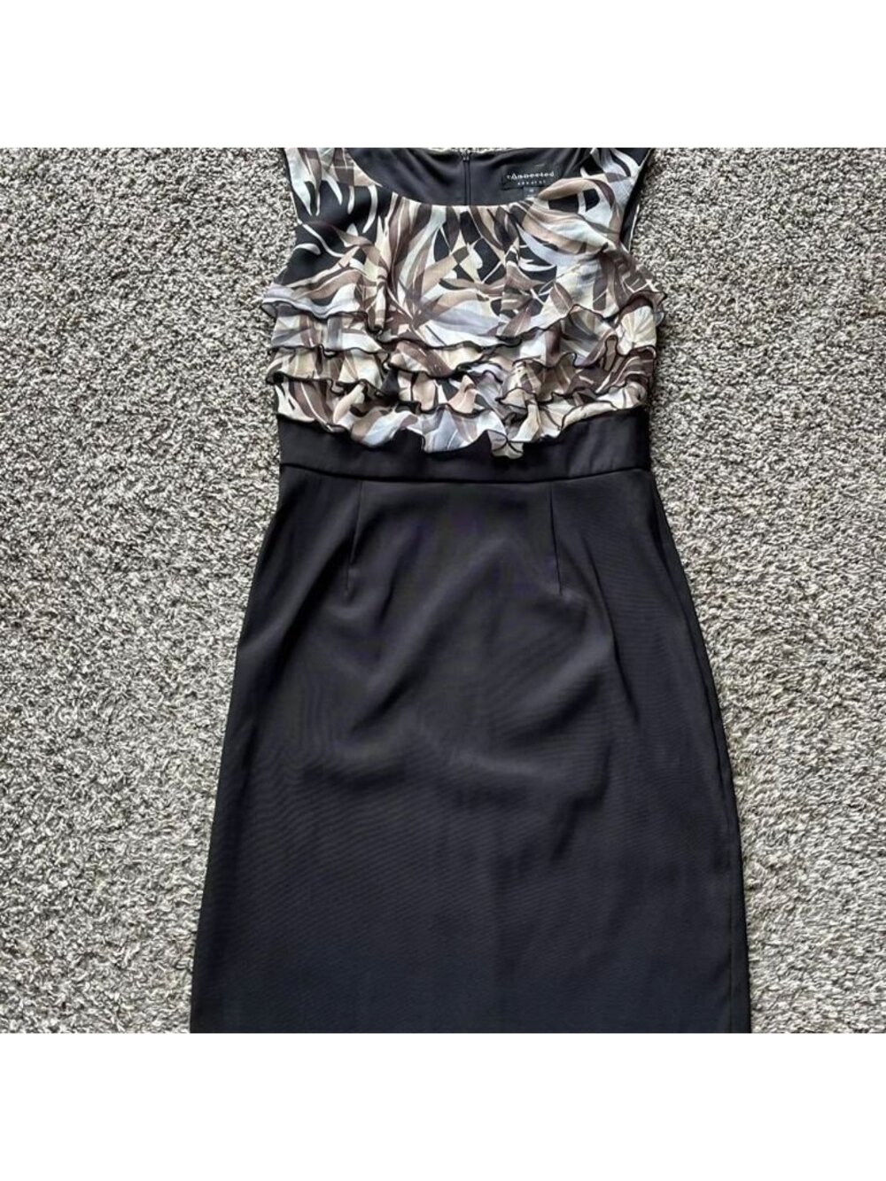 Connected Apparel A-line Midi Sz 10 Black Dress Ruffles Shabby Chic Country Girl